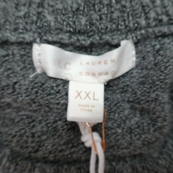 LC Lauren Conrad Women's Sweater KISS Me Ugly Christmas Sweater Gray NWT 2XL - Picture 7 of 12